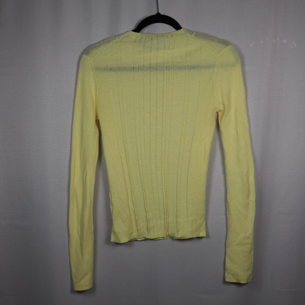 VINCE Variegated Rib Mock Neck Knit Pullover in Bright Yellow M - Picture 2 of 4